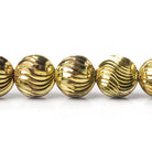 12mm Brass Fluted Round Beads, 8 inch - The Bead Traders