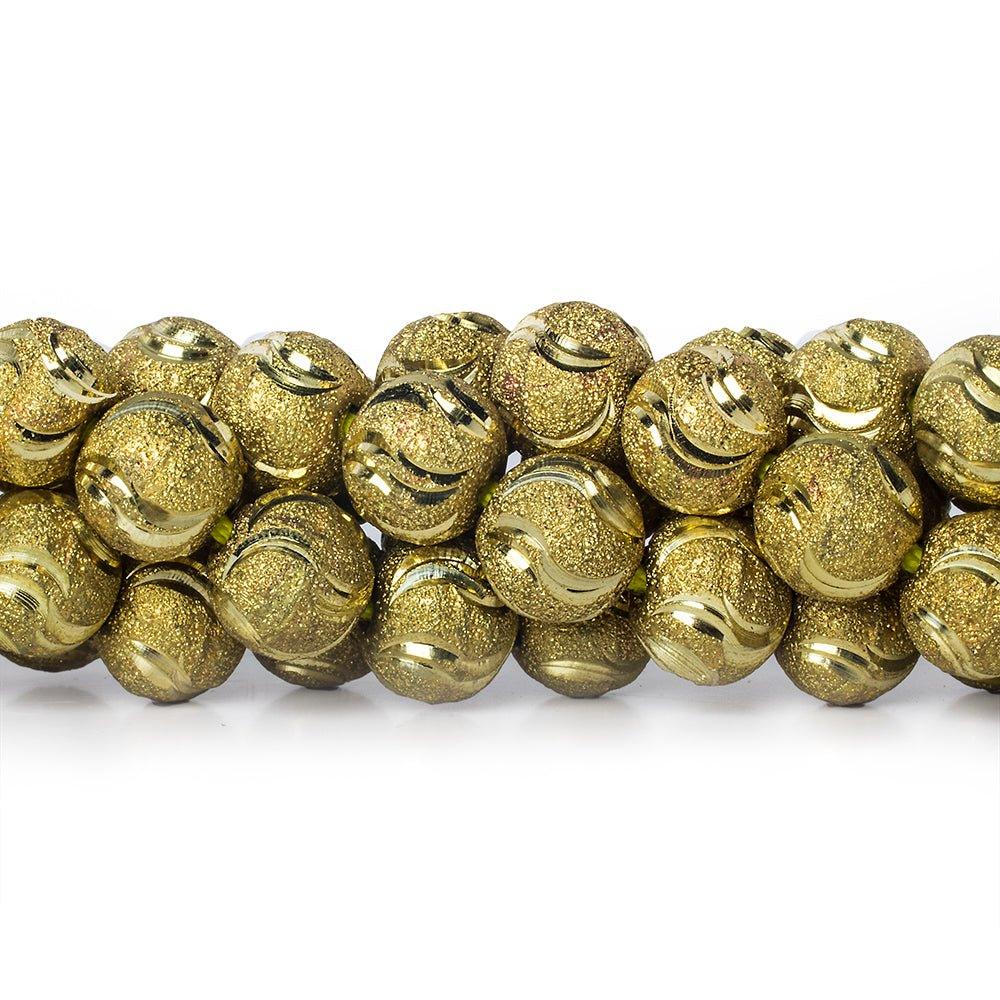 12mm Brass Textured Diamond Cut Half Moon Round Beads, 8 inch - The Bead Traders