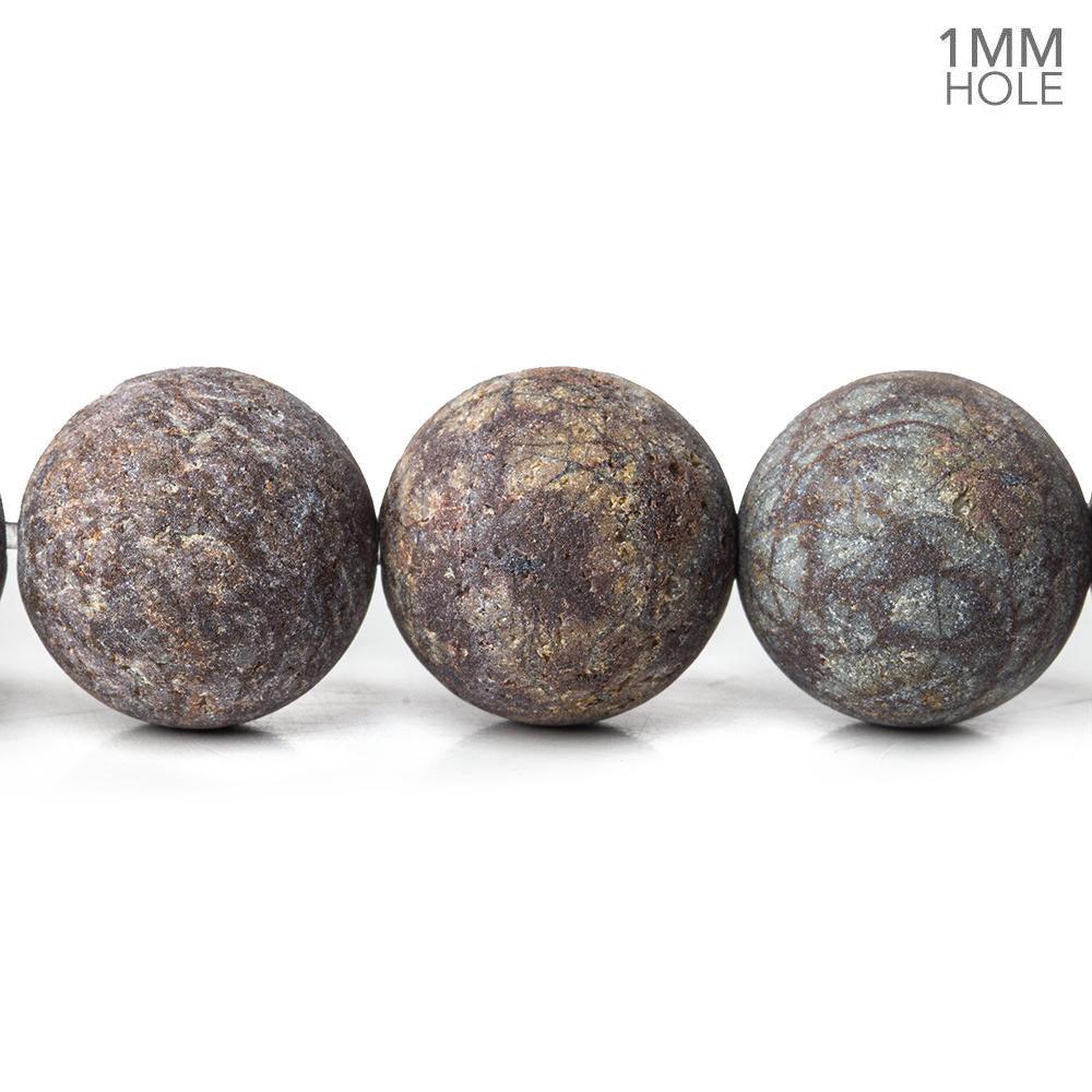 12mm Brown Snowflake Jasper plain rounds Large 1mm Hole 15 inch 31 beads - The Bead Traders