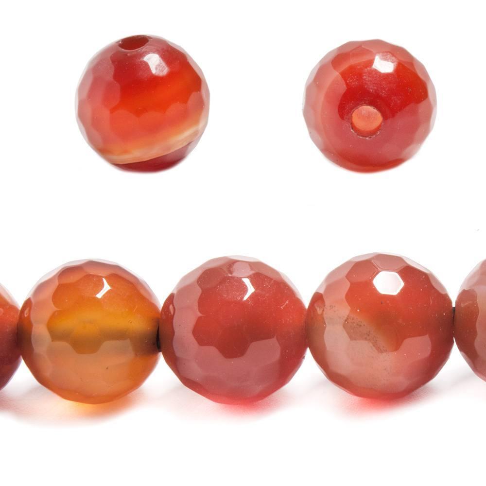 12mm Carnelian Agate large hole faceted rounds 7.5 inches 16 beads - The Bead Traders