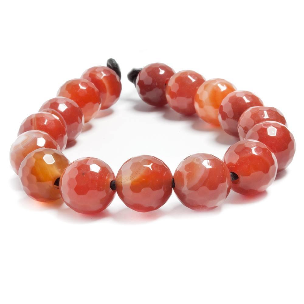 12mm Carnelian Agate large hole faceted rounds 7.5 inches 16 beads - The Bead Traders