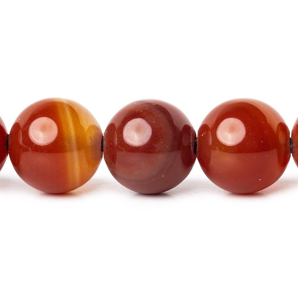 12mm Carnelian Orange Agate plain round 2.5mm Large Hole Beads 7 inch 16 pieces - The Bead Traders