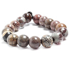 12mm Chinese Painting Stone Jasper large hole plain rounds 7.5 inches 17 beads - The Bead Traders