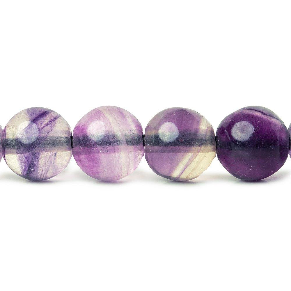 12mm Flourite Purple Bi-color plain round beads 7.5 inches 17 pieces - The Bead Traders