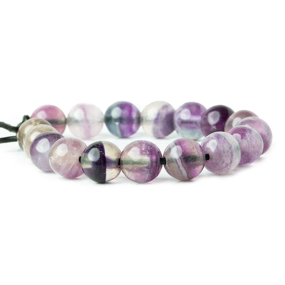 12mm Flourite Purple Bi-color plain round beads 7.5 inches 17 pieces - The Bead Traders