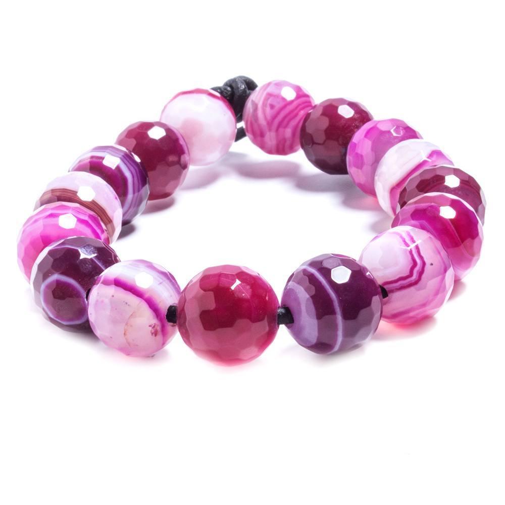 12mm Fuschia & Purple Banded Agate faceted rounds 7 inches 16 beads - The Bead Traders