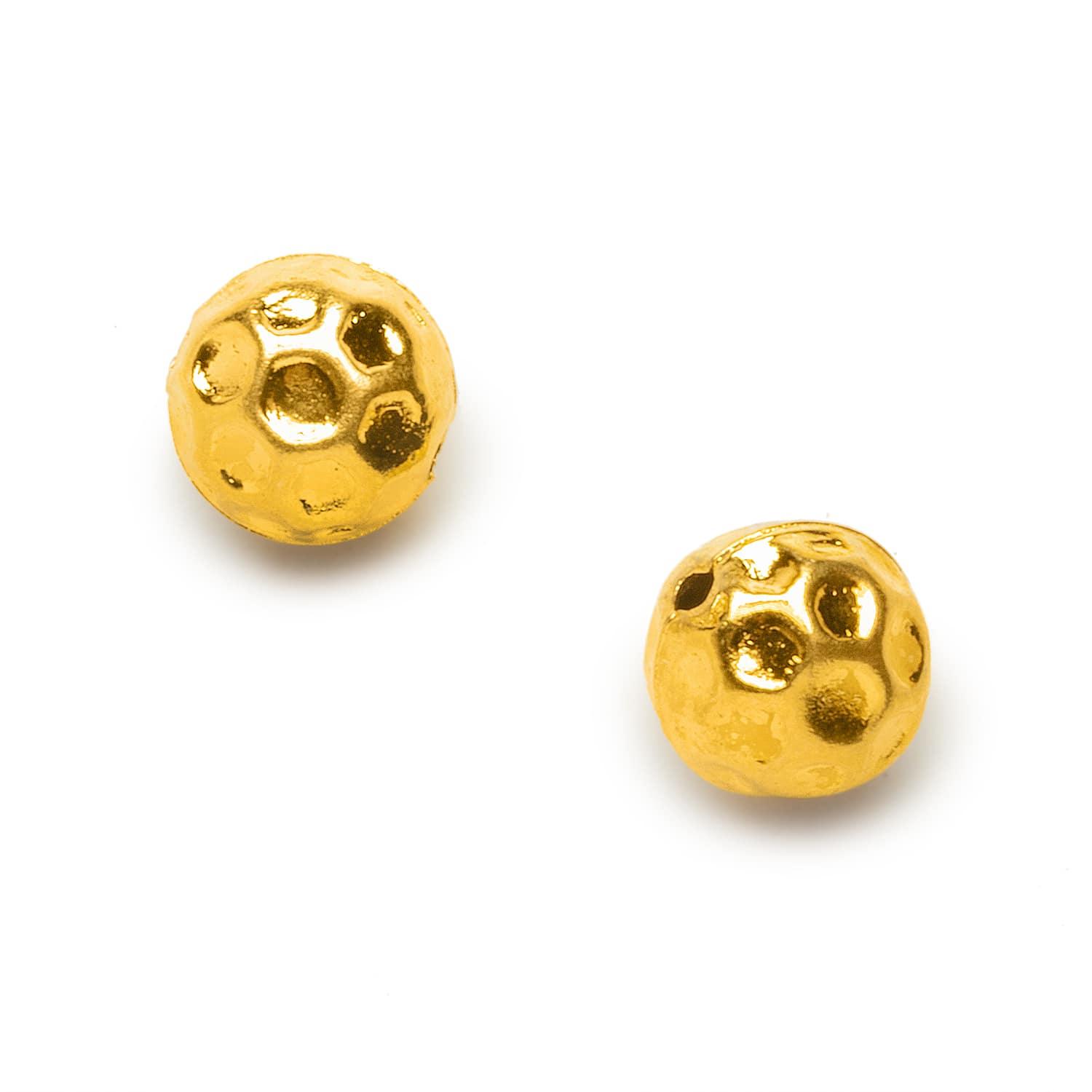 12mm Gold Plated Copper Round Beads 2 Pieces - The Bead Traders