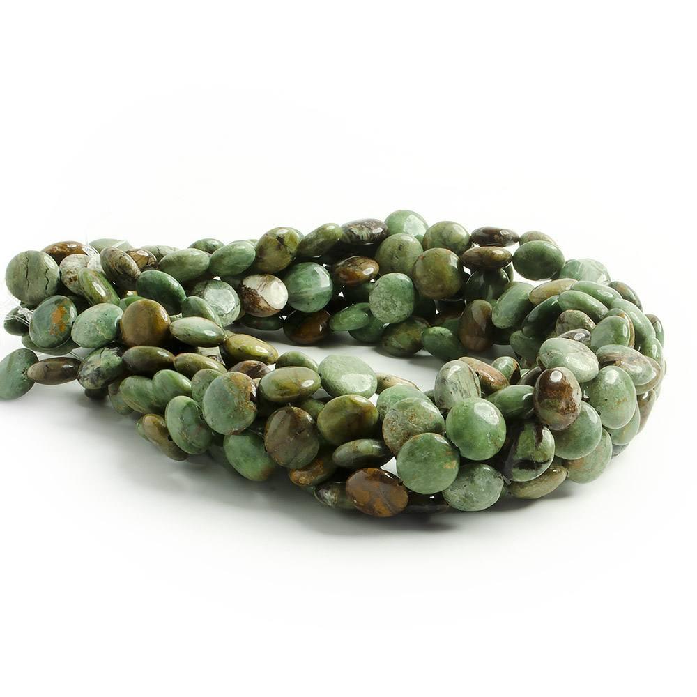 12mm Green African Opal plain coin beads 15 inch 33 pieces - The Bead Traders