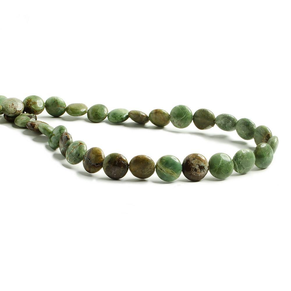 12mm Green African Opal plain coin beads 15 inch 33 pieces - The Bead Traders