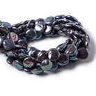 12mm Lavender Peacock Coin Freshwater Pearls 15 inch 32 pieces - The Bead Traders