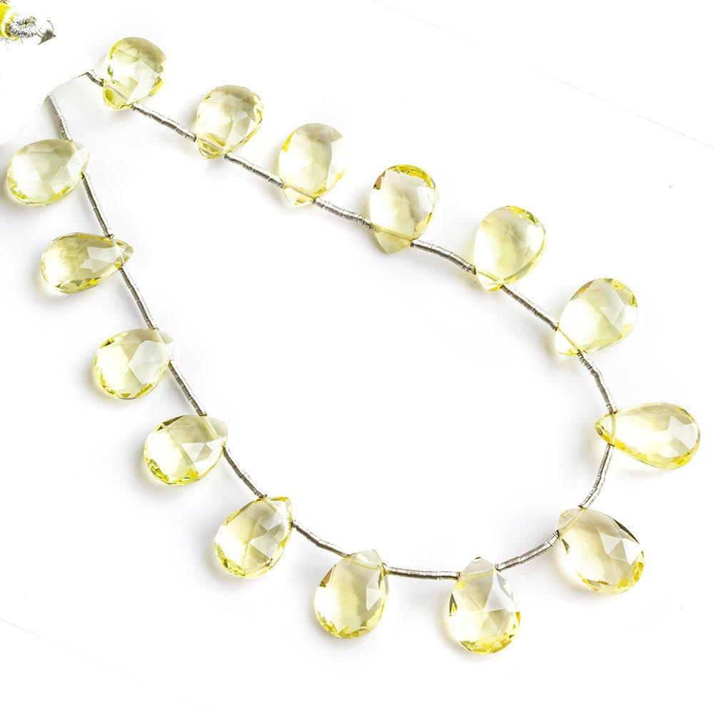 12mm Lemon Quartz Faceted Pear Beads 8 inch 15 pieces - The Bead Traders