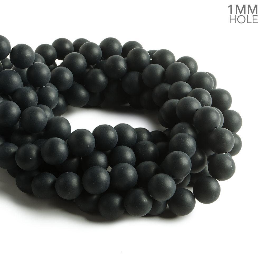 12mm Matte Black Onyx plain round beads 15 inch 33 pieces - The Bead Traders