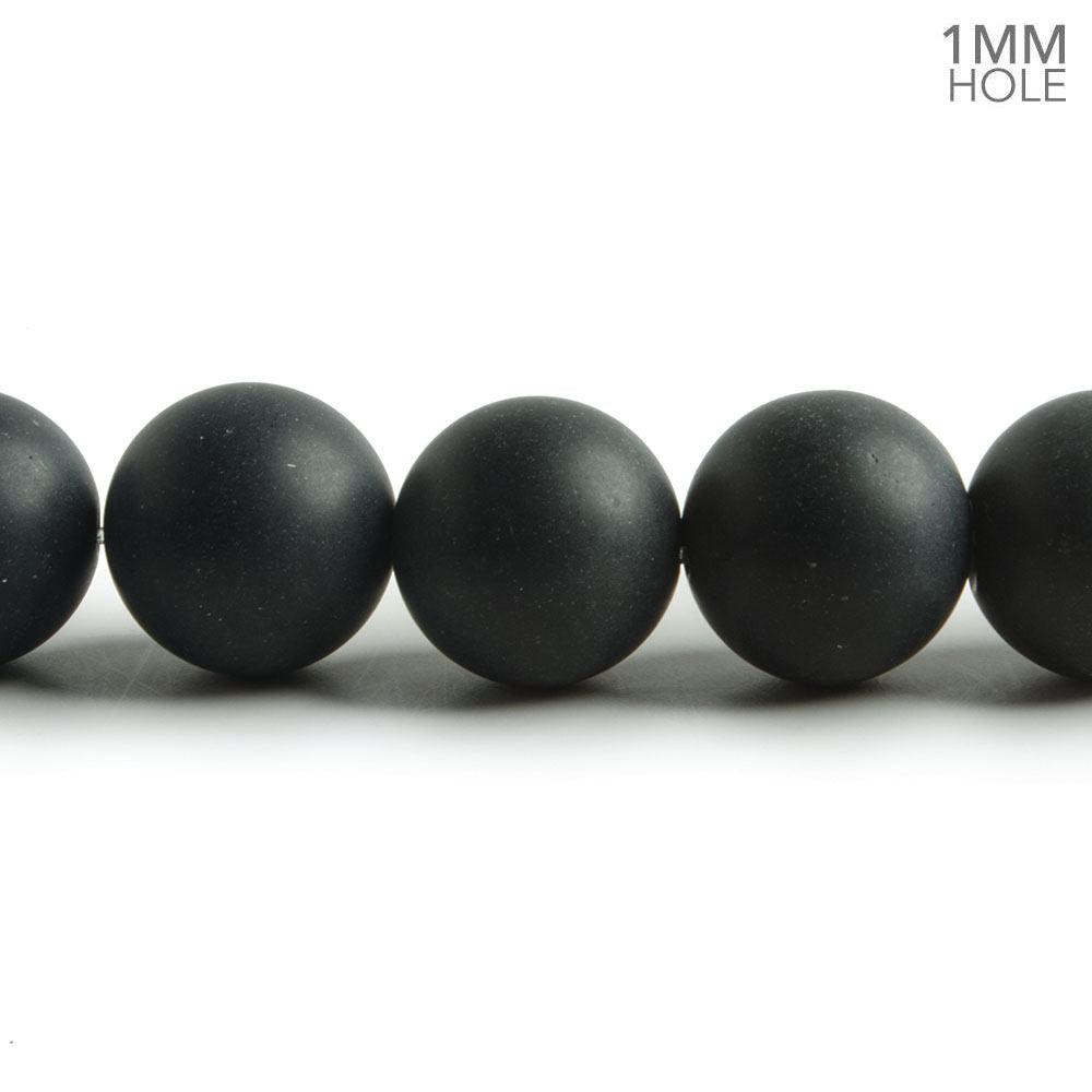 12mm Matte Black Onyx plain round beads 15 inch 33 pieces - The Bead Traders