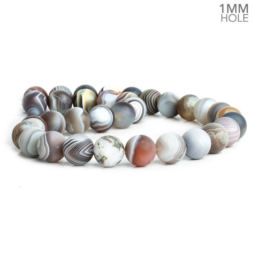 12mm Matte Botswana Agate Plain Round Beads 15.5 inch 32 pieces - The Bead Traders