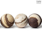 12mm Matte Brown Zebra Jasper plain rounds Large 1mm Hole 15 inch 31 beads - The Bead Traders