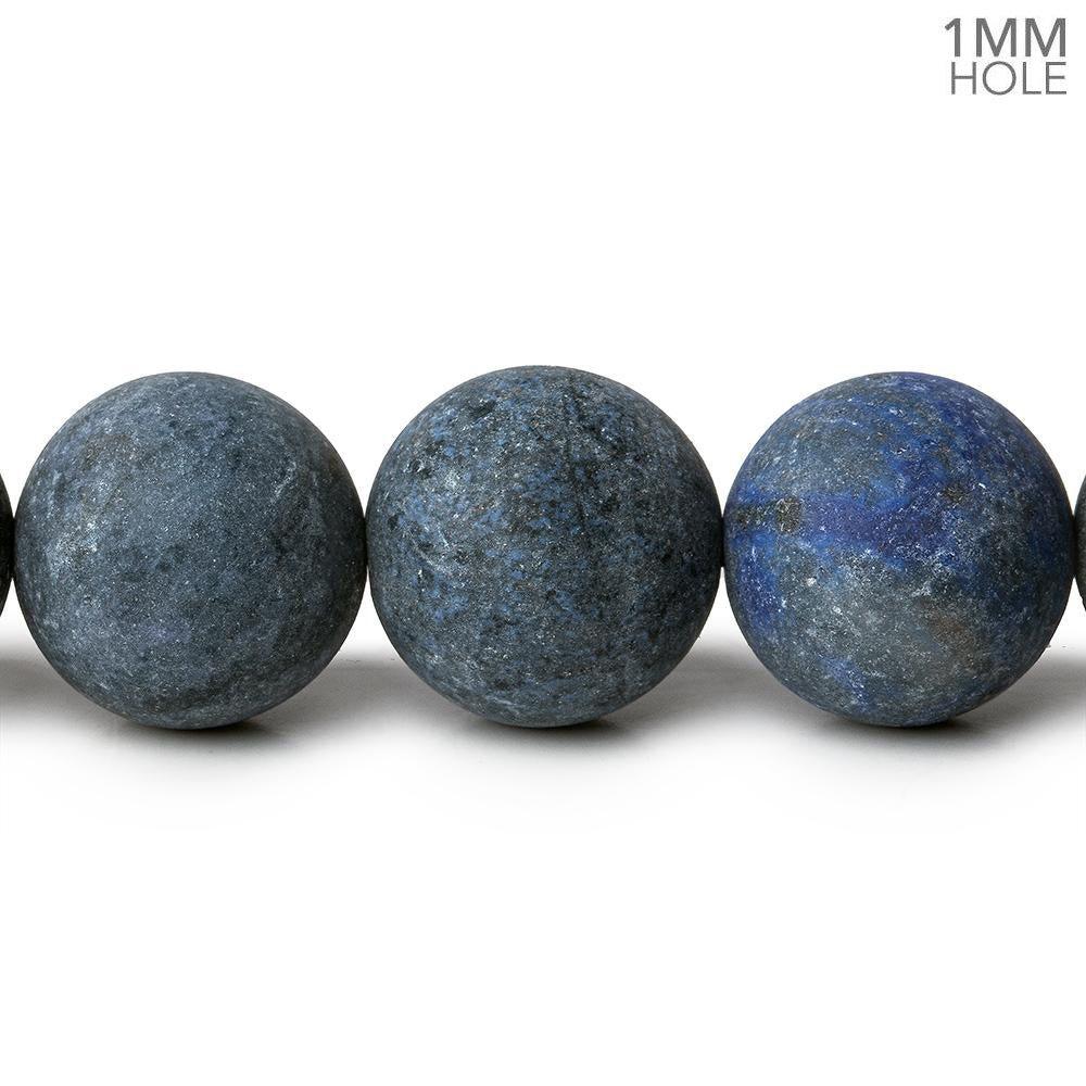12mm Matte Dumortierite Plain Round 1mm drill hole beads 15 inch 31 pieces - The Bead Traders