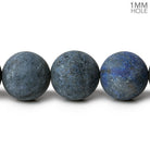 12mm Matte Dumortierite Plain Round 1mm drill hole beads 15 inch 31 pieces - The Bead Traders