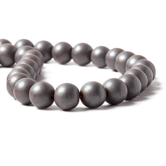 12mm Matte Hematite plain round Beads 15 inch 35 pieces - The Bead Traders