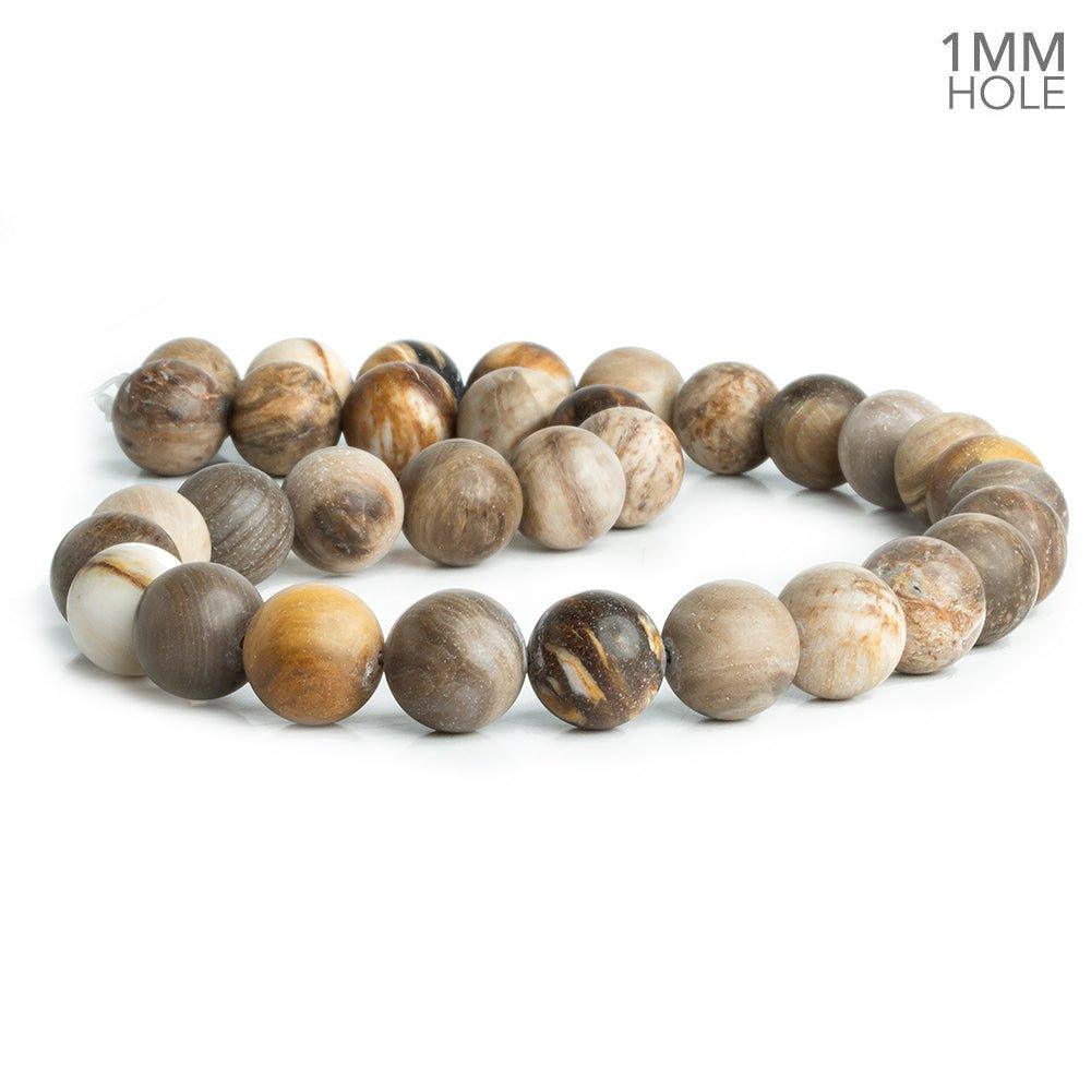 12mm Matte Petrified Wood Jasper Plain Round Beads 15.5 inch 32 pieces - The Bead Traders