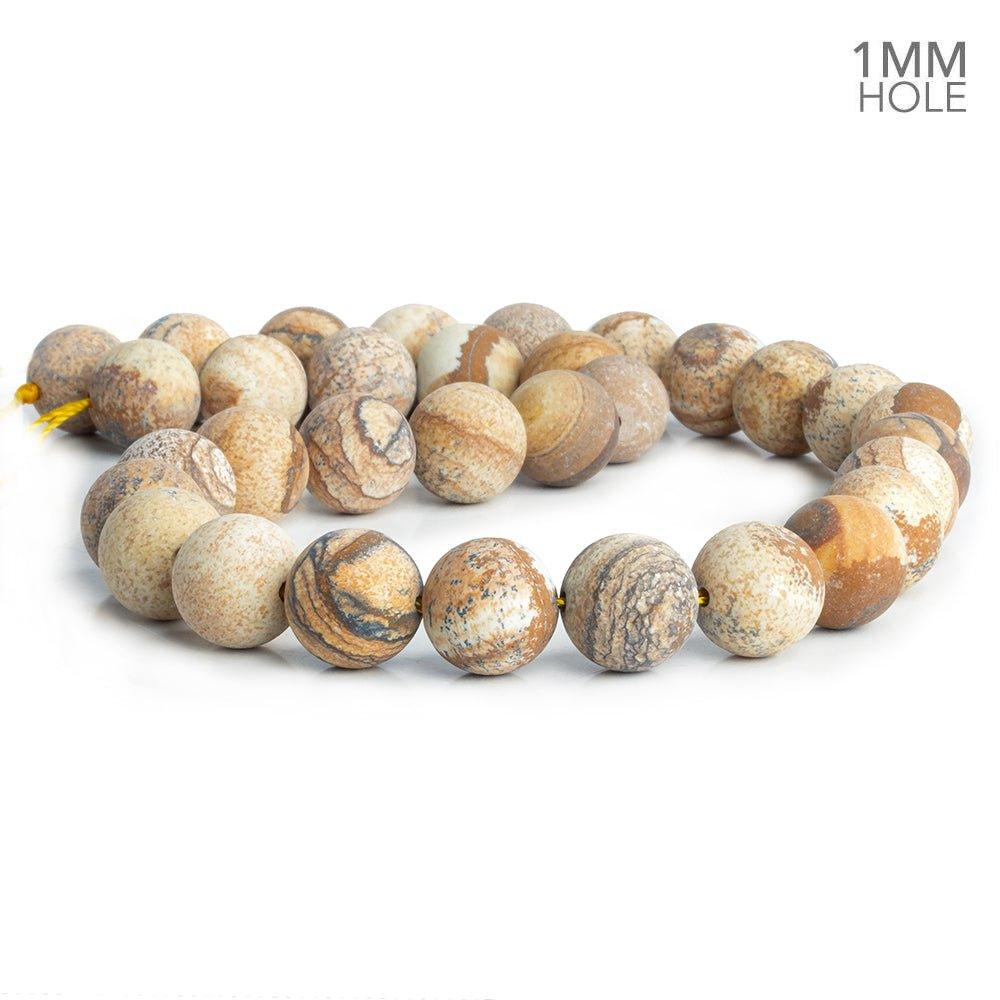 12mm Matte Picture Jasper Plain Round Beads 15 inch 32 pieces - The Bead Traders