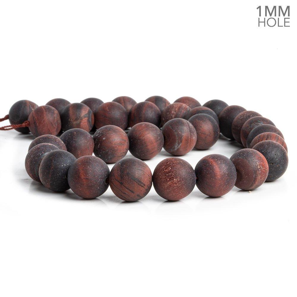 12mm Matte Red Tiger's Eye Plain Round Beads 15 inch 32 pieces - The Bead Traders