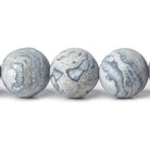 12mm Matte Silver Leaf Jasper rounds Large 1mm Hole 15 inch 31 beads - The Bead Traders