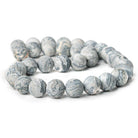 12mm Matte Silver Leaf Jasper rounds Large 1mm Hole 15 inch 31 beads - The Bead Traders