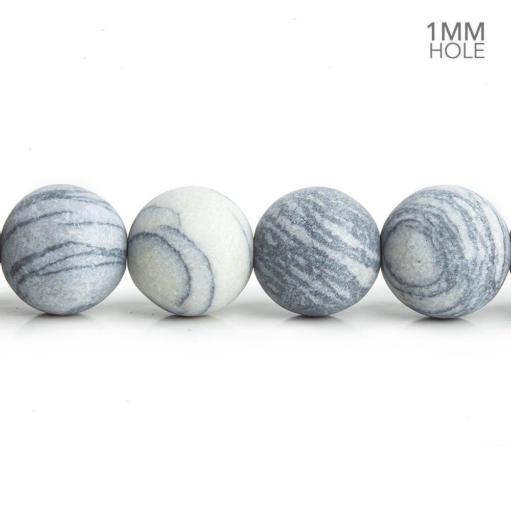 12mm Matte Silver Picasso Jasper Plain Round Beads 15 inch 32 pieces - The Bead Traders