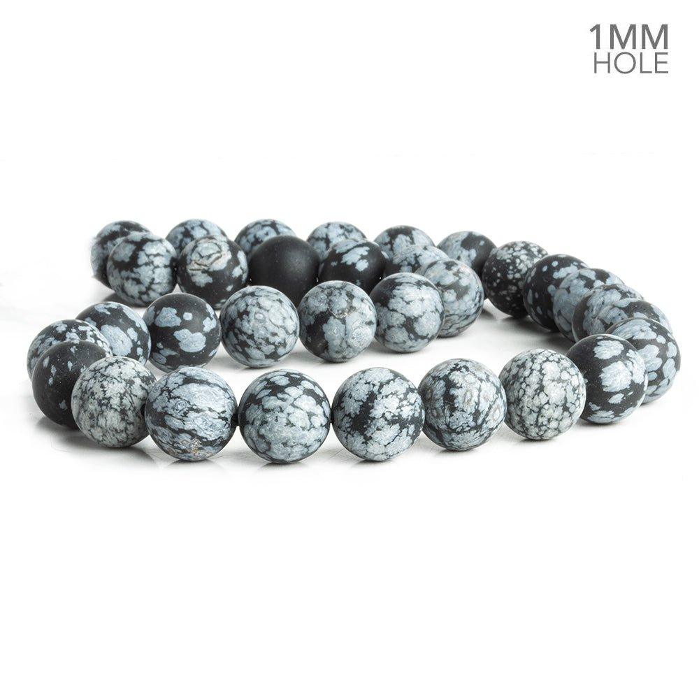 12mm Matte Snowflake Obsidian Plain Round Beads 15 inch 32 pieces - The Bead Traders