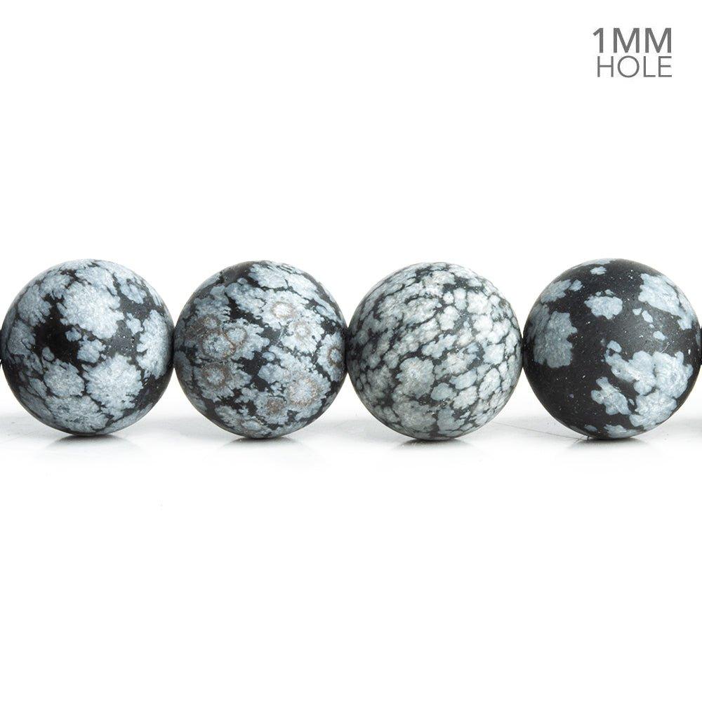 12mm Matte Snowflake Obsidian Plain Round Beads 15 inch 32 pieces - The Bead Traders