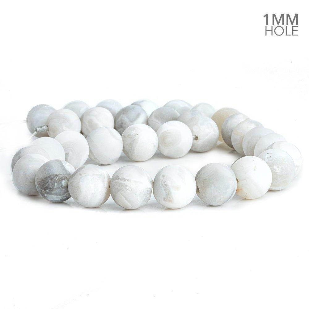 12mm Matte White Crazy Lace Agate Plain Round Beads 15 inch 32 pieces - The Bead Traders