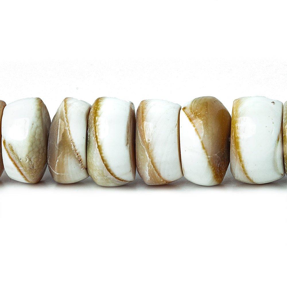 12mm Natural Beige Shell Center Drilled Rondelle Beads 16 inch 63 pieces - The Bead Traders