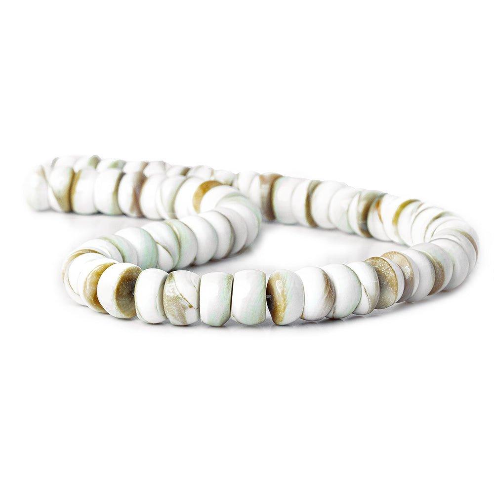 12mm Natural Beige Shell Center Drilled Rondelle Beads 16 inch 63 pieces - The Bead Traders
