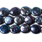 12mm Periwinkle Peacock Freshwater Coin Pearls 15 inch 32 pieces - The Bead Traders