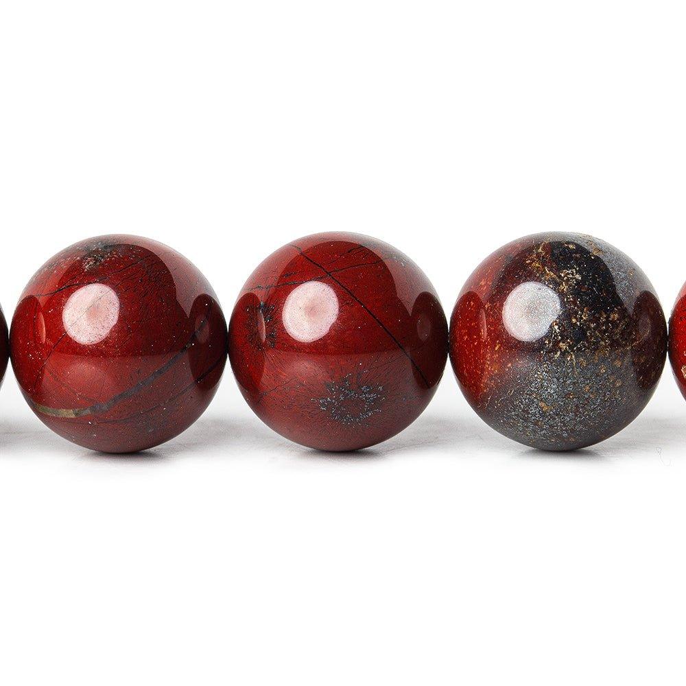 12mm Poppy Jasper Plain Round 1mm drill hole beads 15.5inch 33 pieces - The Bead Traders