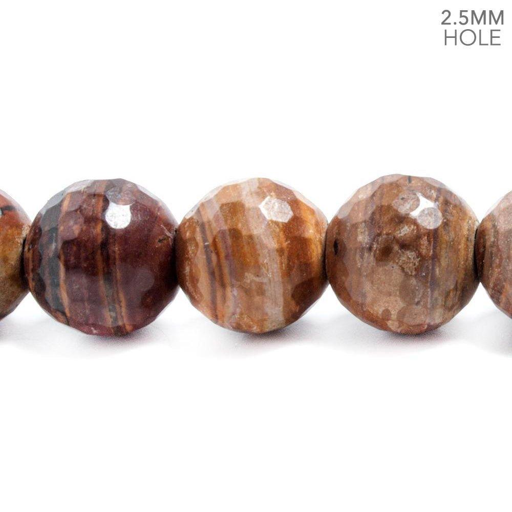 12mm Red Banded Jasper large hole faceted rounds 7.5 inches 16 beads - The Bead Traders