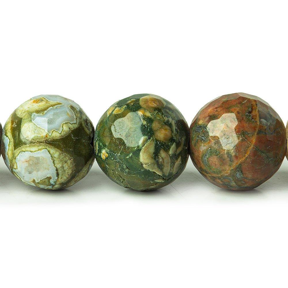 12mm Rhyolite large hole faceted rounds 7.5 inches 17 beads - The Bead Traders