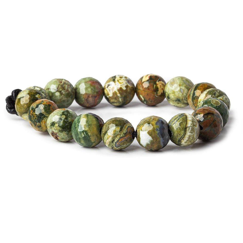 12mm Rhyolite large hole faceted rounds 7.5 inches 17 beads - The Bead Traders