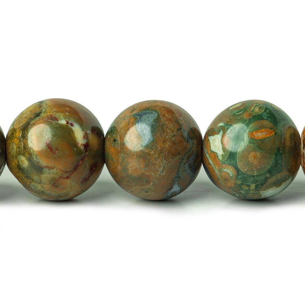 12mm Rhyolite large hole plain rounds 8 inches 17 beads - The Bead Traders