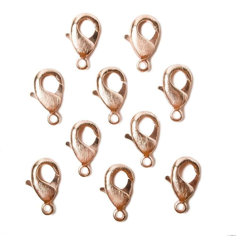 12mm Rose Gold plated Brushed Lobster Clasp Set of 10 - The Bead Traders