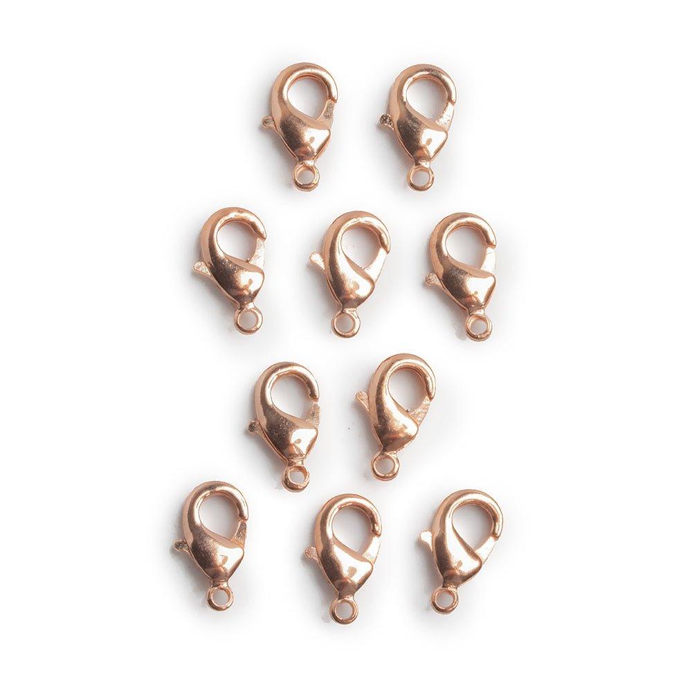 12mm Rose Gold plated Lobster Clasp Set of 10 - The Bead Traders