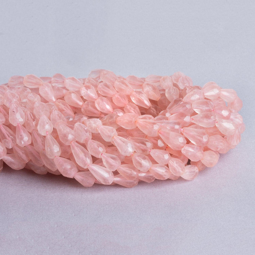 12mm Rose Quartz Faceted Straight Drilled Teardrop Beads, 14 inch - The Bead Traders