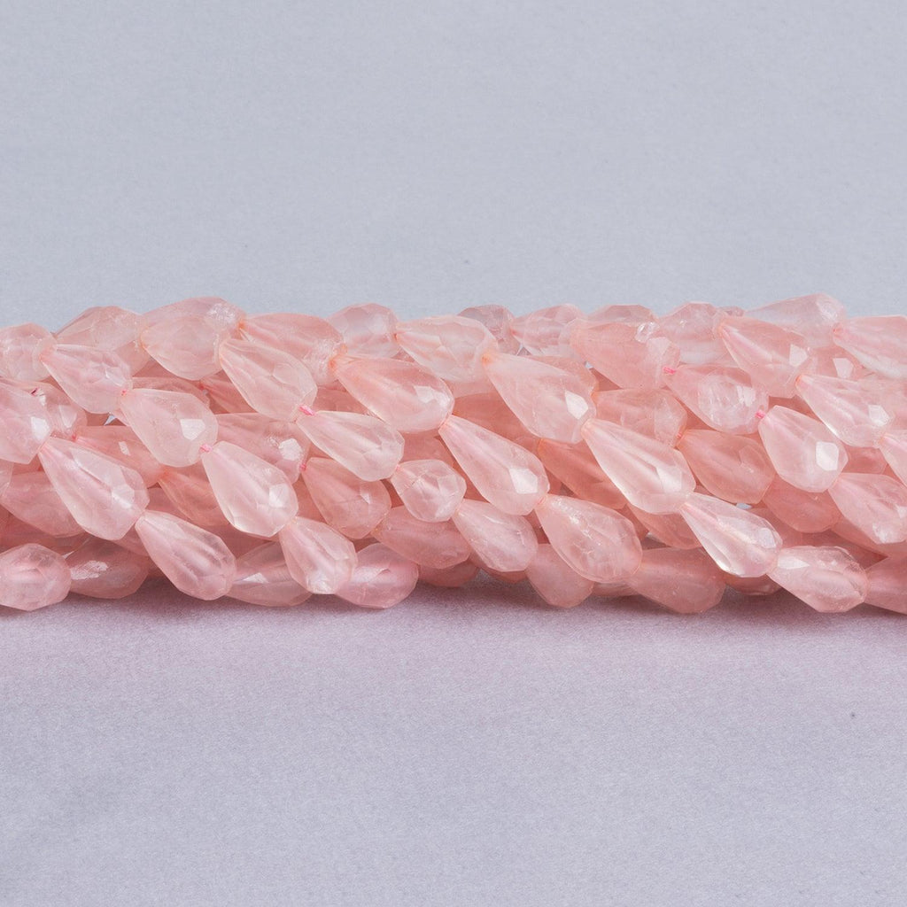 12mm Rose Quartz Faceted Straight Drilled Teardrop Beads, 14 inch - The Bead Traders