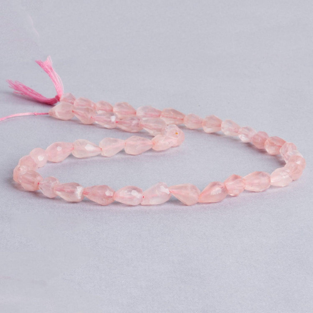 12mm Rose Quartz Faceted Straight Drilled Teardrop Beads, 14 inch - The Bead Traders