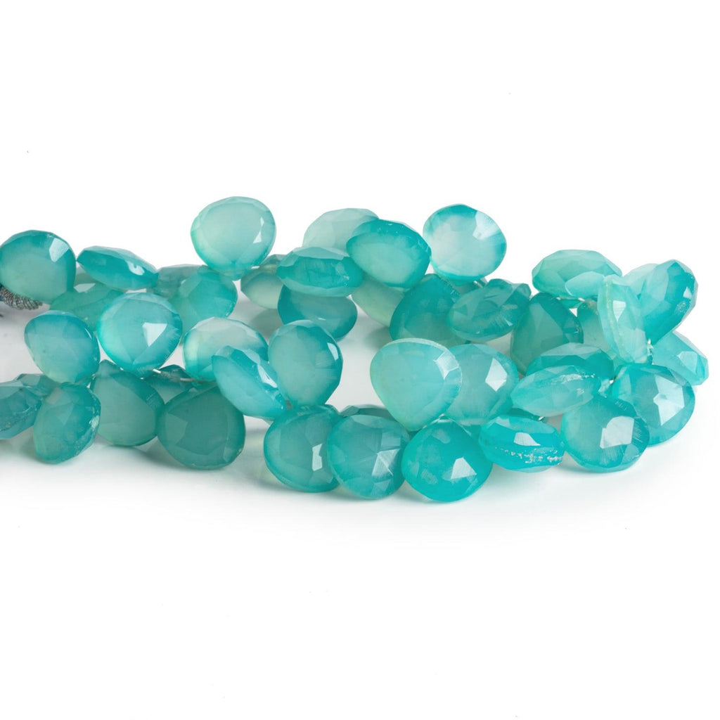 12mm Seablue Chalcedony Faceted Hearts 8 inch 50 beads - The Bead Traders
