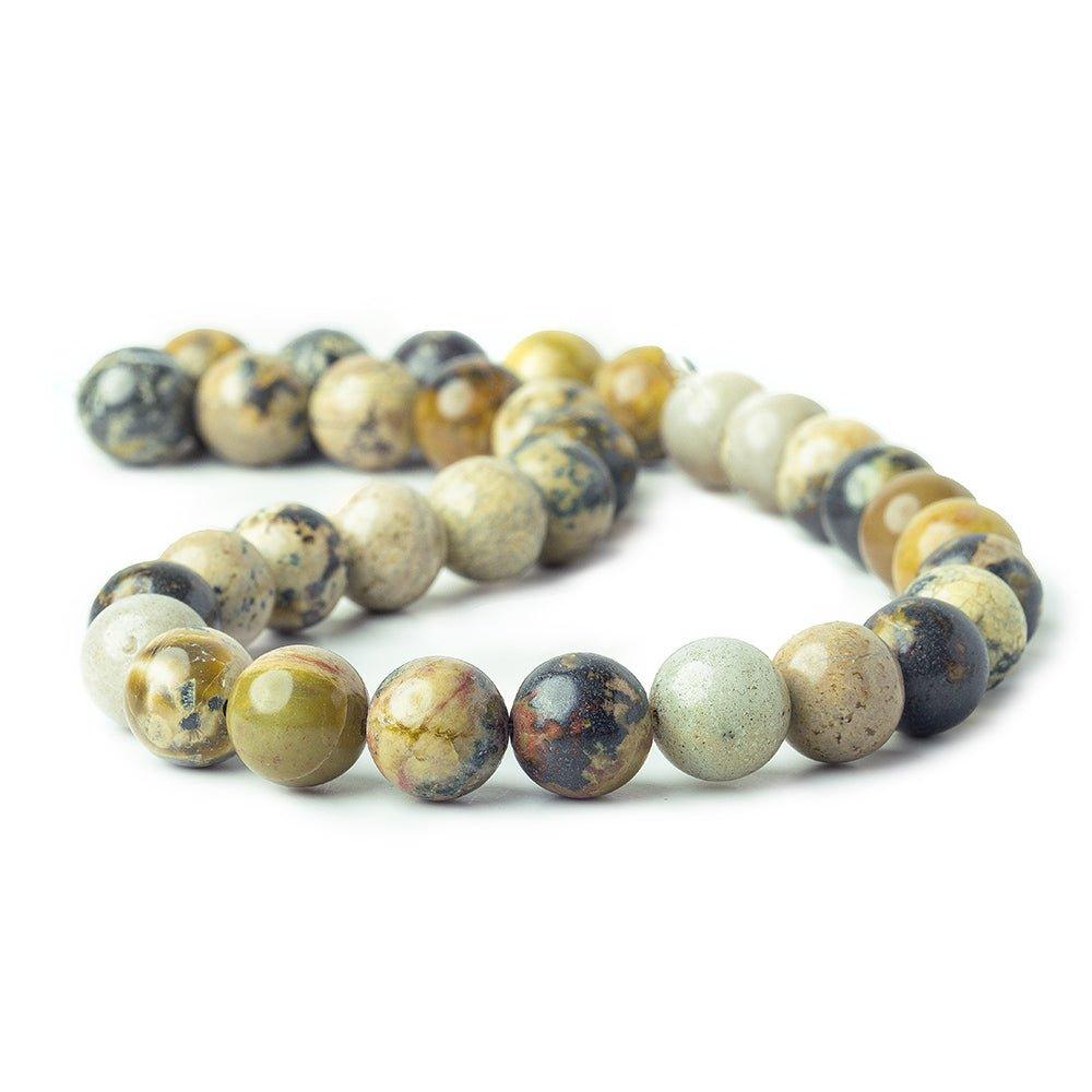 12mm Serpentine plain round beads 15 inch 33 pieces - The Bead Traders