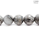 12mm Silver Leaf Jasper large hole faceted rounds 7.5 inches 17 beads - The Bead Traders
