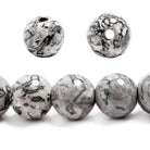12mm Silver Leaf Jasper large hole plain rounds 7.5 inches 17 beads - The Bead Traders