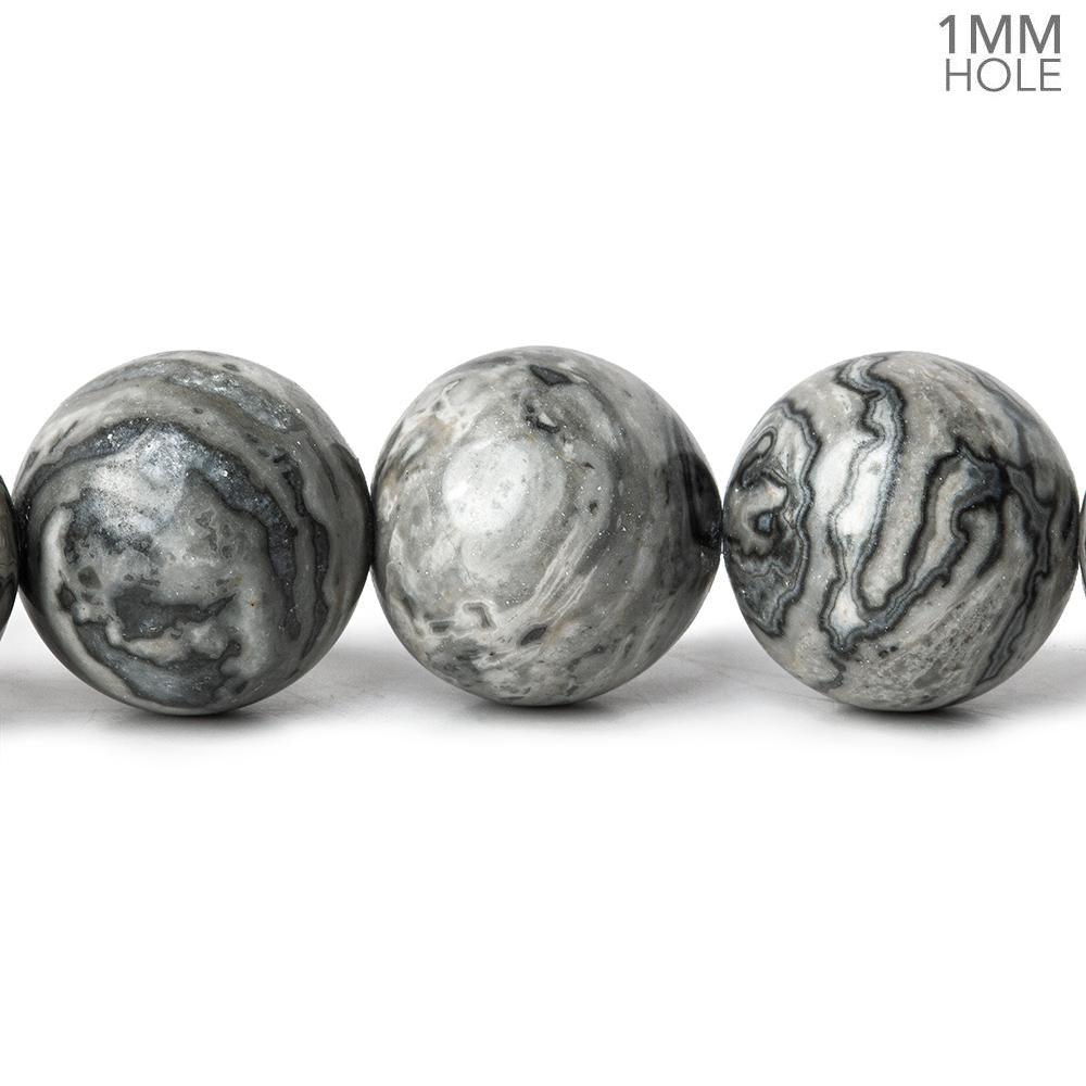 12mm Silver Leaf Jasper plain rounds Large 1mm Hole 15 inch 31 beads - The Bead Traders