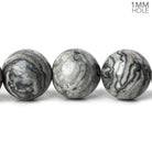 12mm Silver Leaf Jasper plain rounds Large 1mm Hole 15 inch 31 beads - The Bead Traders